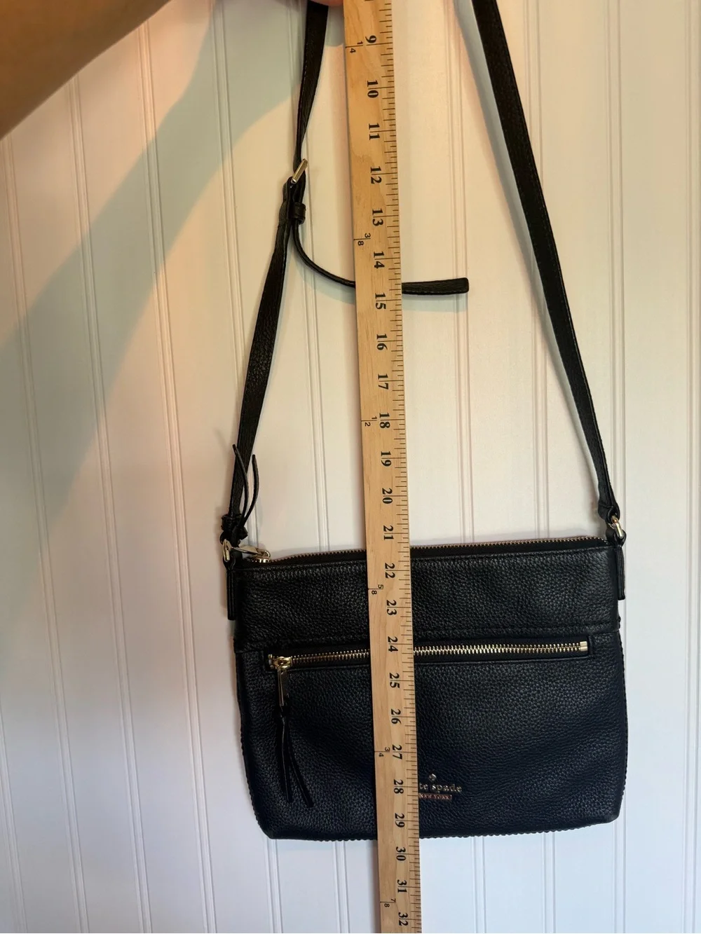 Kate Spade New York Black Pebbled Leather Crossbody Bag Gold Hardware